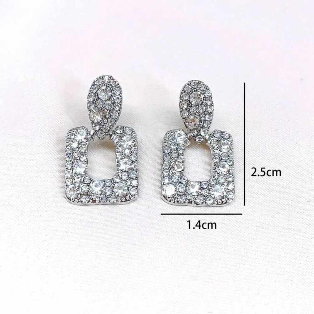 Elegant Rhinstone Silver Drop Earrings For women - Picture 2 of 2